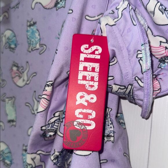 Sleep & Co Purple Cat Print sleep set M NWT - Picture 2 of 8